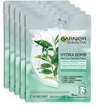 Garnier SkinActive Hydra Bomb Super hydratant et matifiant masque en tissu pour peau mixte ou grasse, thé vert, 5 pièces