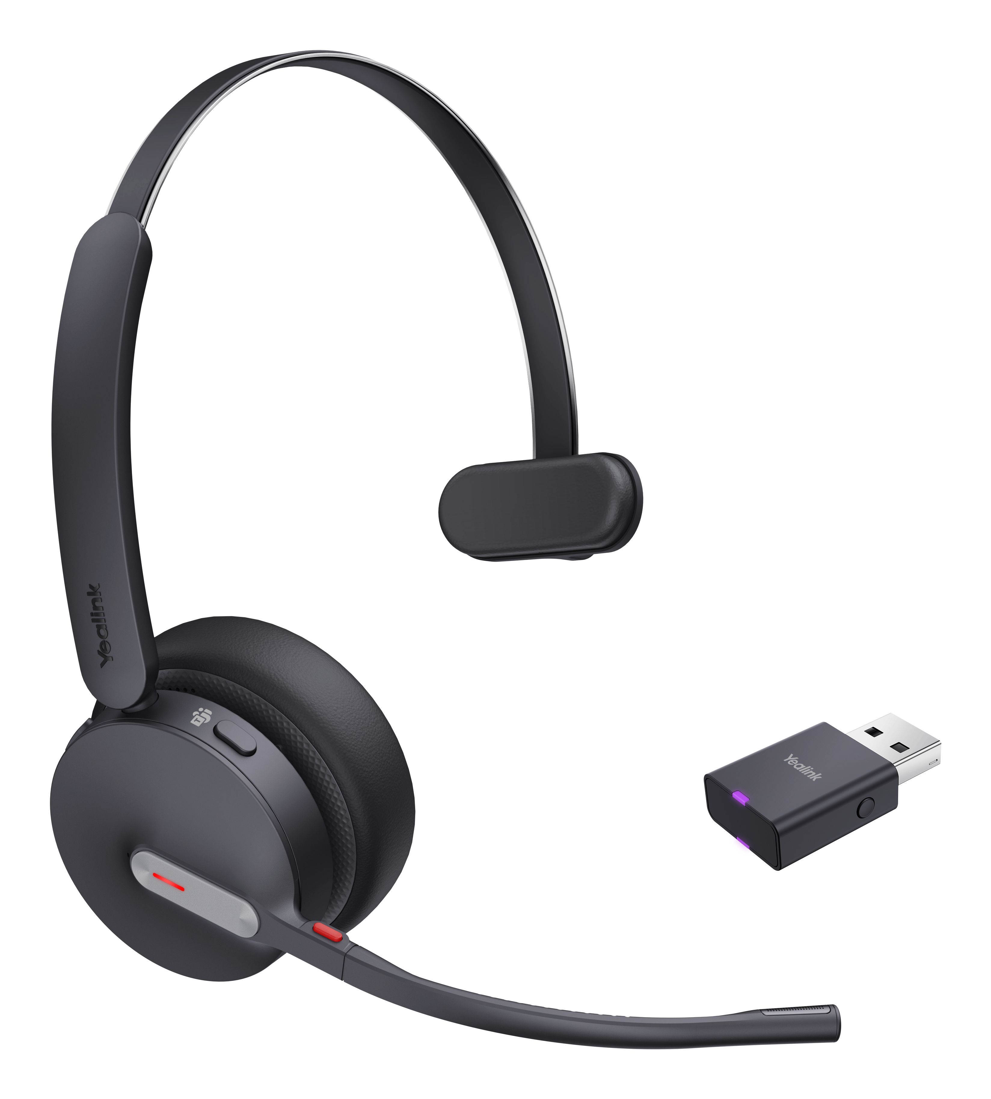 Yealink WH64 Hybrid Mono Teams Headset - Zwart - Bluetooth - Draadloos