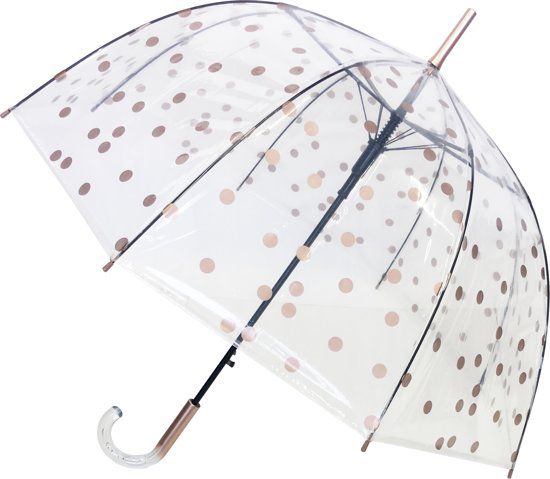Smati Pois Cuivrés Paraplu - Transparent - Stormbestendig - Goud - Ø85cm