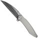 WE Knife Fluxor WE23071-DS1 Fafnir Damasteel, Polished Bead Blasted Titanium, couteau de poche