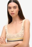 Superdry - Chemisier court à lacets - Femme - Hauts - Buttercream mini stripe - Taille 14