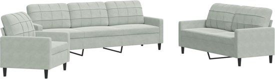 vidaXL 3-delige Loungeset met kussens fluweel lichtgrijs
