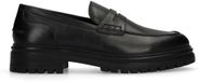 Manfield - Heren - Zwarte leren loafers - Maat 46