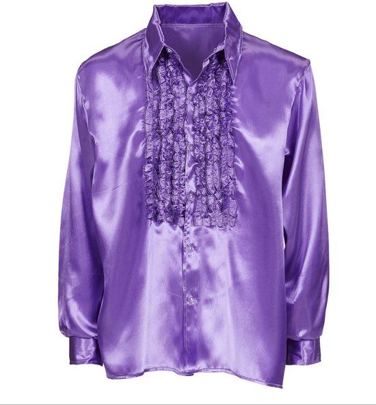 Widmann Jaren 80 & 90 Kostuum Lekker Foute Rouchenblouse Paars Man XXL Carnaval kostuum Verkleedkleding