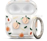 kwmobile Hoes compatibel met Apple Airpods 4 Case - Zachte TPU beschermhoes - Cover in oudroze / transparant perziken design