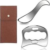 AjieQaQ Gua Sha Grattoir musculaire et fascial en acier inoxydable, outils Guasha pour le corps destinés à la relaxation musculaire et au soulagement de la douleur, amélioration des nœuds fasciaux, lot de 2
