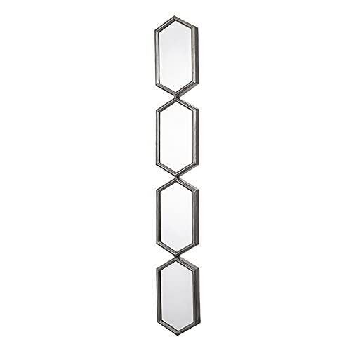 DRW Verlengde wandspiegel van metaal in zilver, 16 x 4,5 x 88 cm