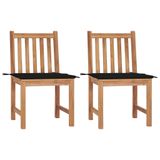 VidaXL Tuinstoelen 4 st met kussens massief teakhout