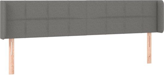 vidaXL Hoofdbord met randen 203x16x78/88 cm stof donkergrijs