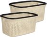 KIPIT Wasmand - 2x - crème/beige - kunststof - rotan - inhoud 36 L