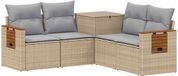 vidaXL Bankstel 2 zitplaatsen Beige en Lichtgrijs Poly Rattan en Staal