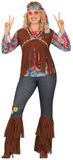 FIESTAS GUIRCA Hippiekostuum voor dames, jaren '70-set, dameskostuum, maat XL, 46-48