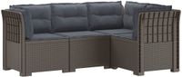 vidaXL 4-Zits Tuin Sofa met Kussens Rattan Look PP Lichtgrijs