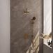 Brauer Gold Carving Thermostatische Regendoucheset Inbouw - Hoofddouche 20 cm - Rechte Wandarm - 3 Weg - Handdouche Rond 3 Standen - Doucheslang - Geintegreerde Glijstang - Geborsteld Goud