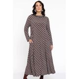 YOEK maxi jurk DOLCE met all over print bruin/ wit