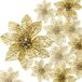 Boao Bol 24 stuks glitter poinsettia kerstboomversiering kerstbloemdecoratie ornament (goud)