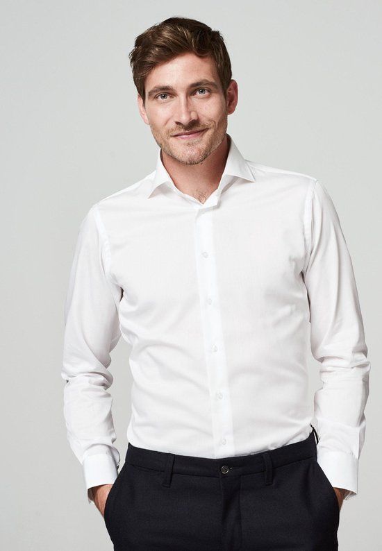 Profuomo Michaelis Slim Fit Overhemd - Twill - Wit - Maat 41