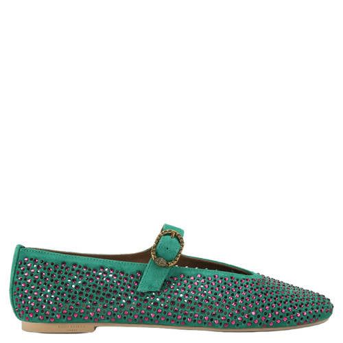 Kurt Geiger Mayfair suède ballerina's met strass groen