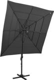 vidaXL - Parasol - 4-laags - met - aluminium - paal - 250x250 - cm - antracietkleurig