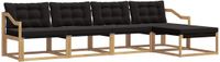 vidaXL - Bank loungeset - 5 zitplekken - Wit en zwart - Acacia hout