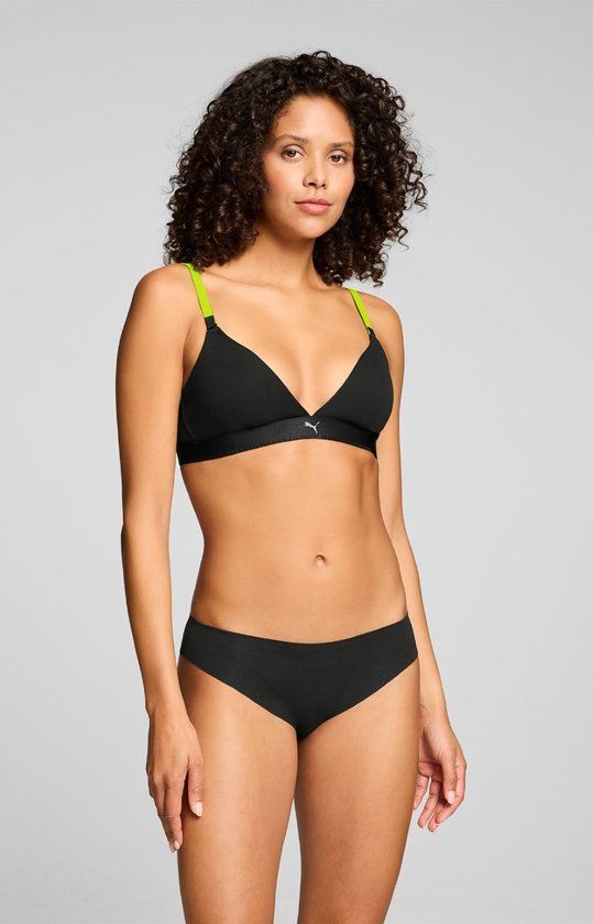Puma Dames Invisible Cotton Briefs 2-pack Zwart Maat L