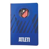 MOCIWORLD - Notitieboekje Atlético de Madrid met 3D-logo - Gebonden met stoffen rug en hoogwaardige afwerking - 120 blanco pagina's - Kleur: blauw - Formaat: A6