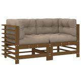 VidaXL Hoekbank Hout Taupe met Kussens