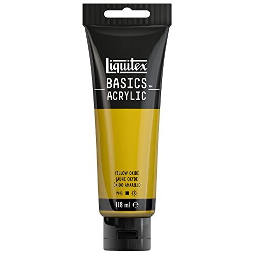 Liquitex 8870031 Basics enkelvoudig pigmenteerde acrylverf, kunstenaarspigmenten, lichtecht, medium viscositeit, goede kwaliteit, satijn finish - 118ml tube, Yellow Oxide