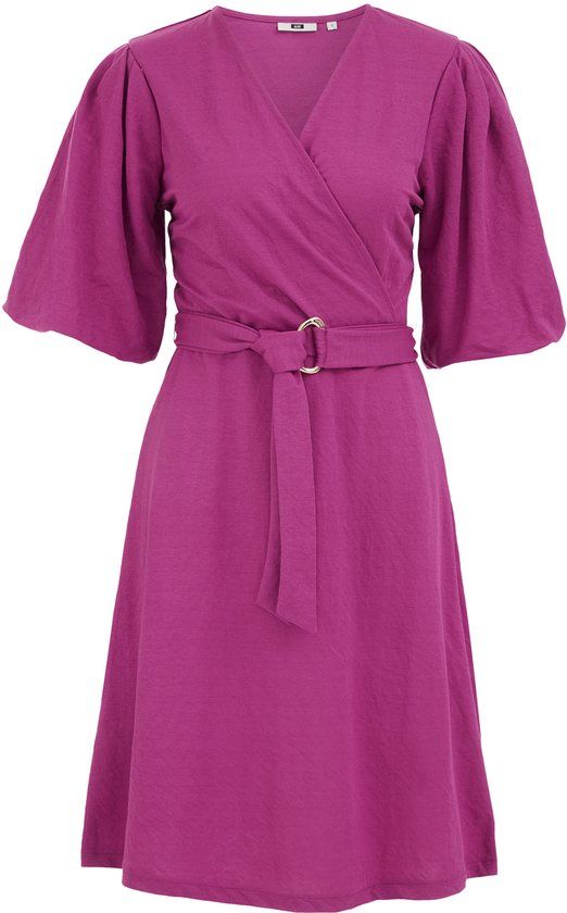WE Fashion Dames jersey jurk met ballonmouwen - Fuchsia - XL