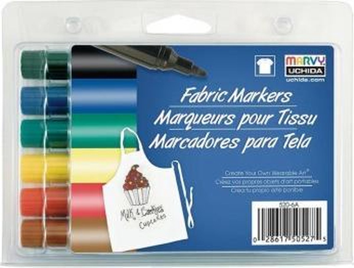 Marvy Uchida Textielstiften Bold Primair 6 Stuks