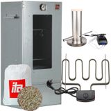ITA Elektrische Rookoven 7000 - Smoker Set met Verwarming, Rookgenerator - Rookkast met Raam & Thermometer - Gelegeerd Staal - EU Kwaliteit, Direct van de Fabrikant - 81 cm met 3 Niveaus