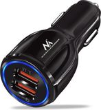 Maclean MCE478B - Autolader 2 x USB - sigarettenaansteker - Zwart