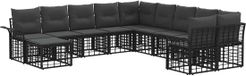 vidaXL Ensemble de canapés d'extérieur 11 pièces Polyester Noir et Gris foncé