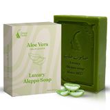 GREEN FADEL Aleppo Zeep Luxe - met Aloë Vera - 1 stuk - Olijfolie & Laurierolie - Natuurlijke Zeep - Handgemaakt - Lichaams- en handzeep
