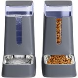 Hipidog Automatische kattenvoerdispenser en kattenwaterdispenser in set, 2 verpakkingen, automatische hondenvoerdispenser en hondenwaterdispenser, 3,5 l voor kleine, middelgrote en grote honden, huisdieren
