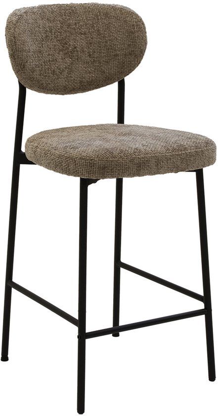 Giga Meubel Barkruk Vajen - Stof/Metaal - Taupe - Set van 2