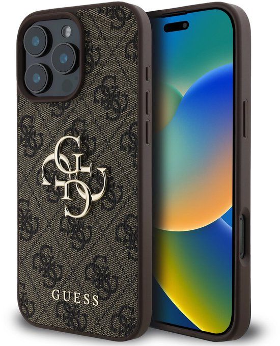 Guess 4G Metal Logo Backcover voor de Apple iPhone 16 Pro Max - Bruin