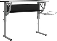 vidaXL Tekentafel 110x53x(58-87) cm bewerkt hout en staal zwart/grijs