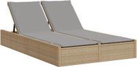 vidaXL Ligbed 2-persoons met kussens poly rattan beige