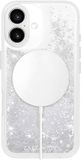 Case-Mate iPhone 16 Hoesje [Compatibel met MagSafe] - Sparkly Liquid Glitter Telefoonhoes met 3,7 m valbescherming - Premium Magnetische Cover voor iPhone 16 - Zilveren Waterval