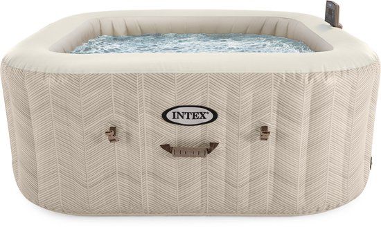 Intex PureSpa Chevron Deluxe - 4-persoons vierkante bubbel spa set - 140 jets - 175x175x71cm - Beige
