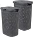 5Five Panier à linge avec couvercle Rotin - 2x - gris foncé