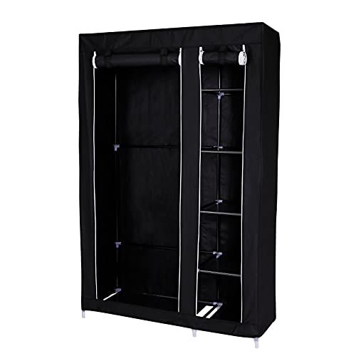 Dibea Stoffen kast kledingkast vouwkast 175x110x45 cm zwart