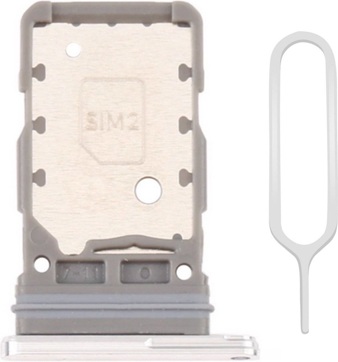 Mmobiel Dual Sim Kaart Houder voor Samsung Galaxy S21 Ultra / S21 Plus - Zilver