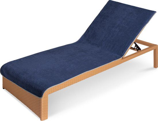 JEMIDI badstof overtrek voor ligstoelen - donkerblauw - 200x75 cm