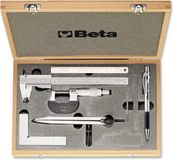 Beta 7-delige set meet- en aftekeninstrumenten (art. 1650, 1658/25, 1670, 1680C, 1682, 1688BC) in kistje 1685/C7