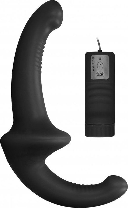 Shots - Ouch! Ouch! Vibrating Silicone Strapless Strapon - Black