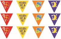 Merkloos / Sans marque Haza-Witbaard 3x Papieren vlaggenlijnen Welkom Sint en Piet 6 meter