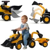 Falk Ride-on JCB Tractor With Trailer Rake And Shovel Silent Wheels 1-3 Years - UNI