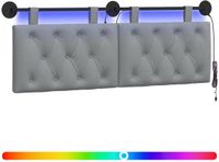 vidaXL Hangend hoofdbord Met LED-verlichting Lichtgrijs Stof